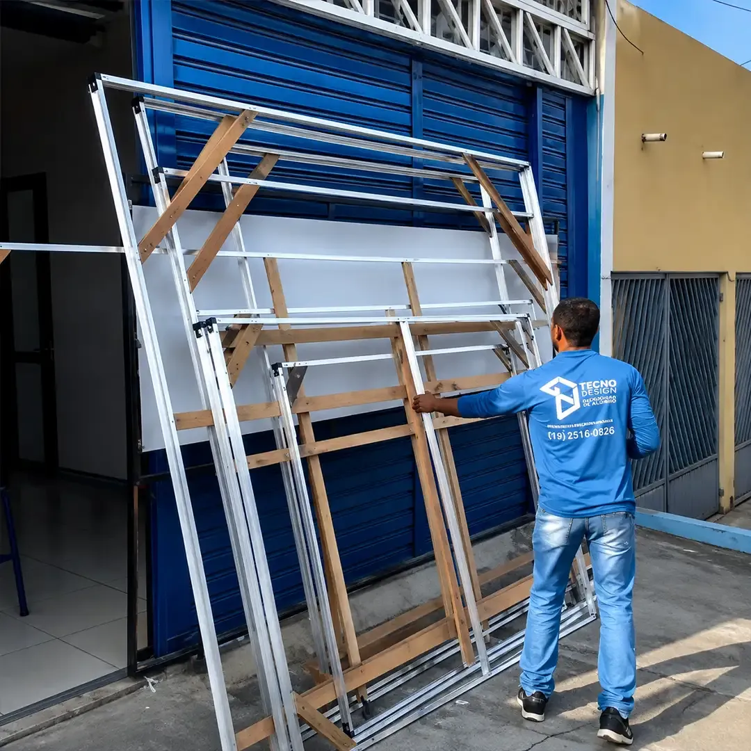 Montagem e conferência de esquadria na fábrica